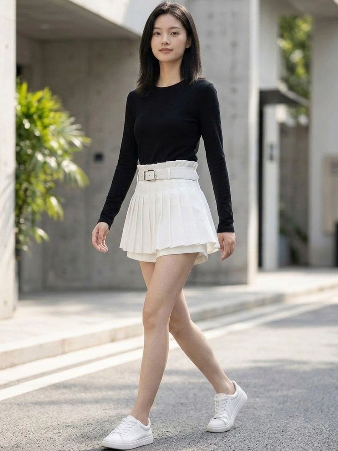 Suo Women Accordion Pleated Mini Flared Skirt - view 1