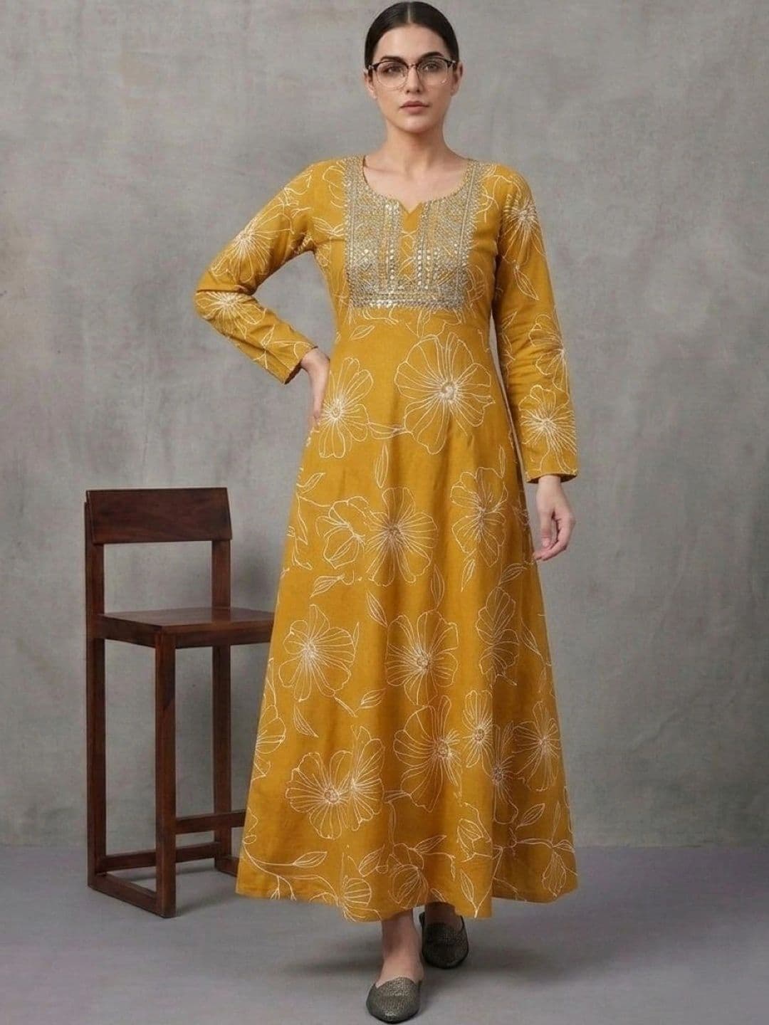 Anouk Mirage Women Floral Printed Thread Work Floral Anarkali Kurta - view 1