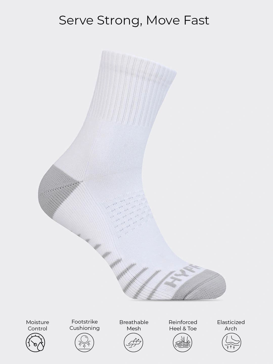 HYPR FIT Unisex White Patterned Cotton Flat Toe Seam Above Ankle Socks - view 1