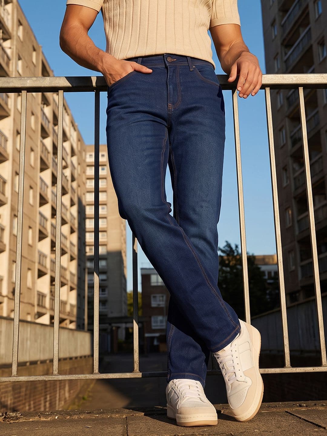 The Roadster Life Co. Men Straight Fit Light Fade Stretchable Jeans - view 1