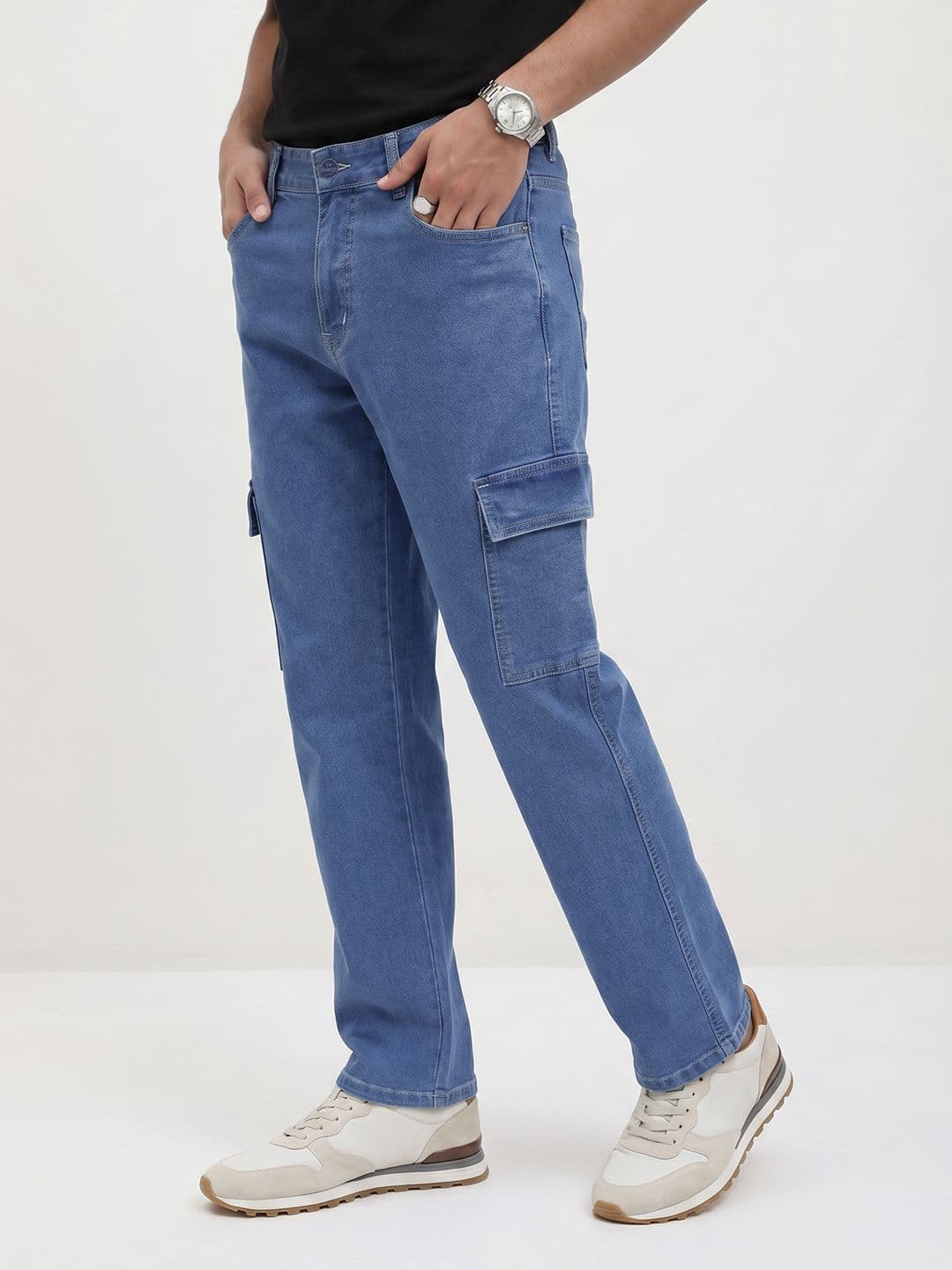 The Roadster Life Co. Men Straight Fit Cargo Style Stretchable Jeans - view 1