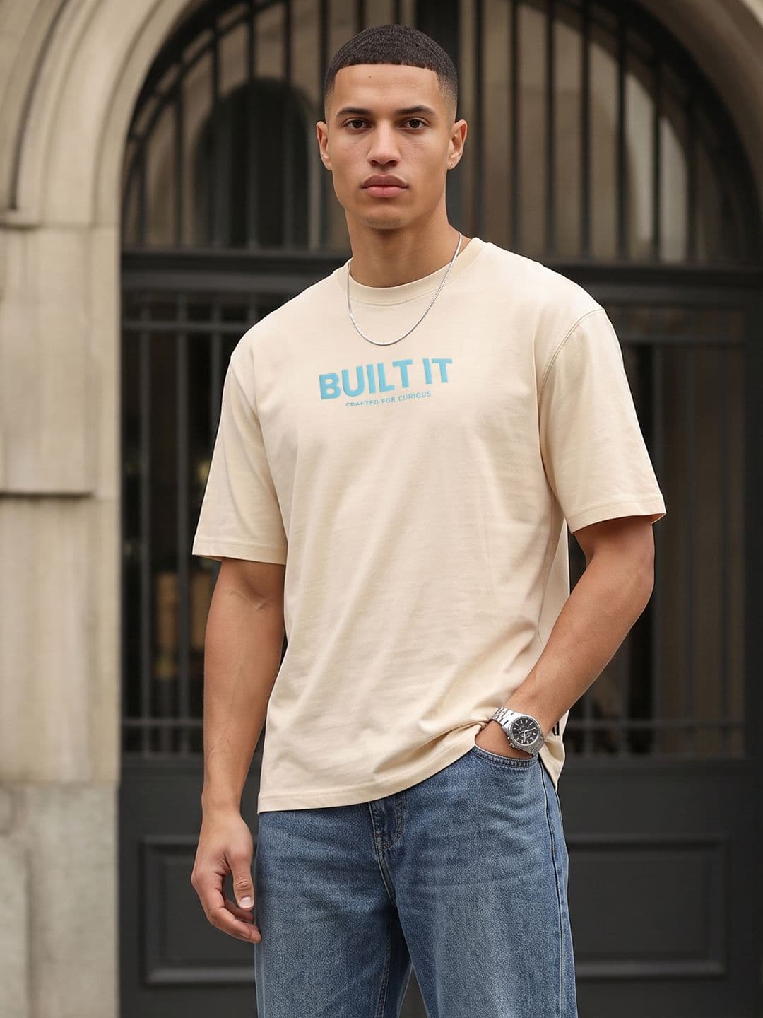 The Roadster Life Co. Relaxed Fit Typography Printed Pure Cotton T-shirt - view 1