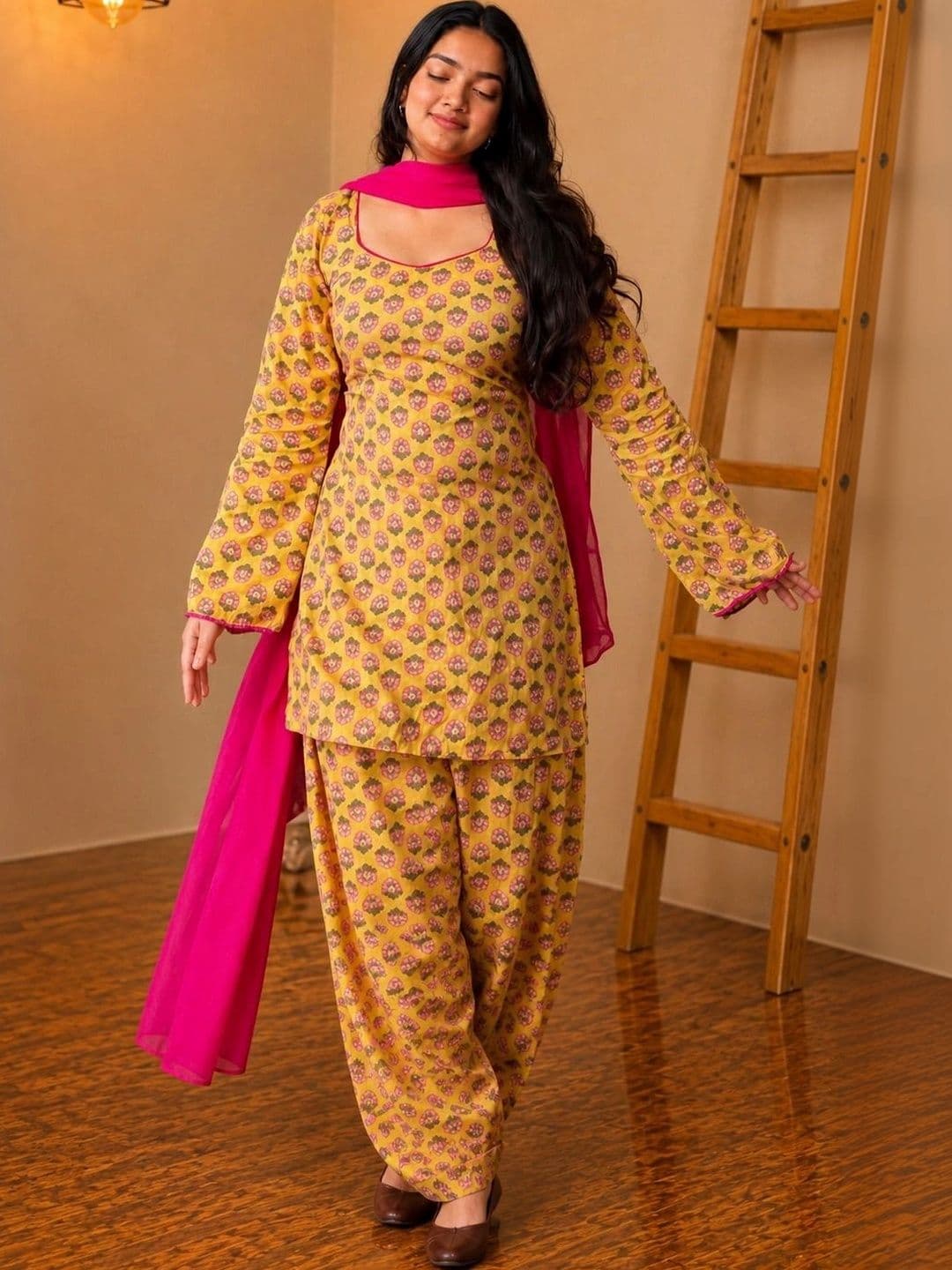 shreeram Women Floral Printed Regular Pure Cotton Kurta with Patiala & With Dupatta - view 1