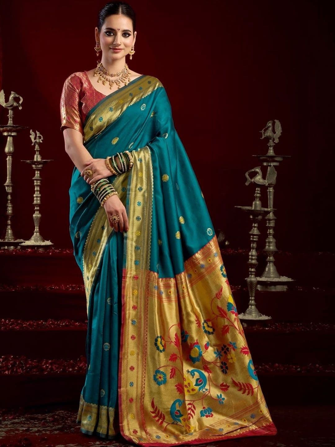 BORAD FASHION Woven Design Zari Silk Blend Designer Paithani Saree - view 1