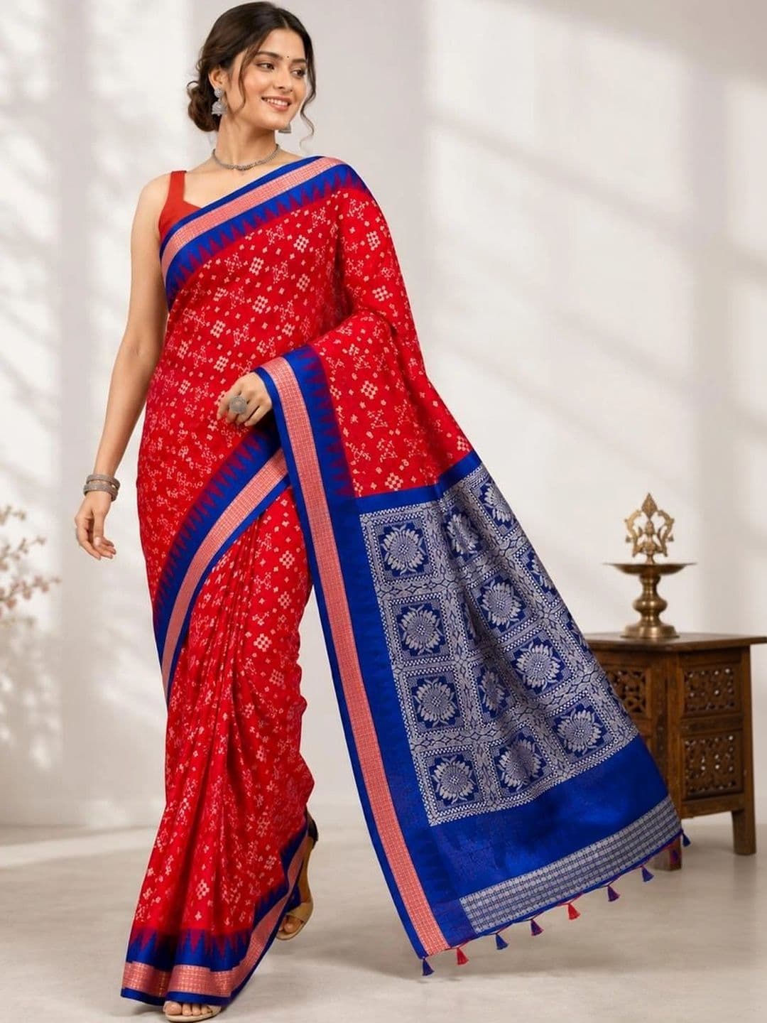 saree destination Woven Design Zari Art Silk Sambalpuri Saree - view 1