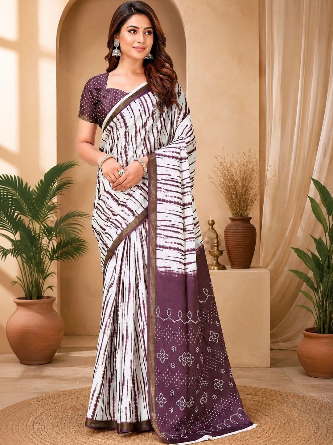 BORAD FASHION Tie and Dye Designer Chanderi Saree - view 1