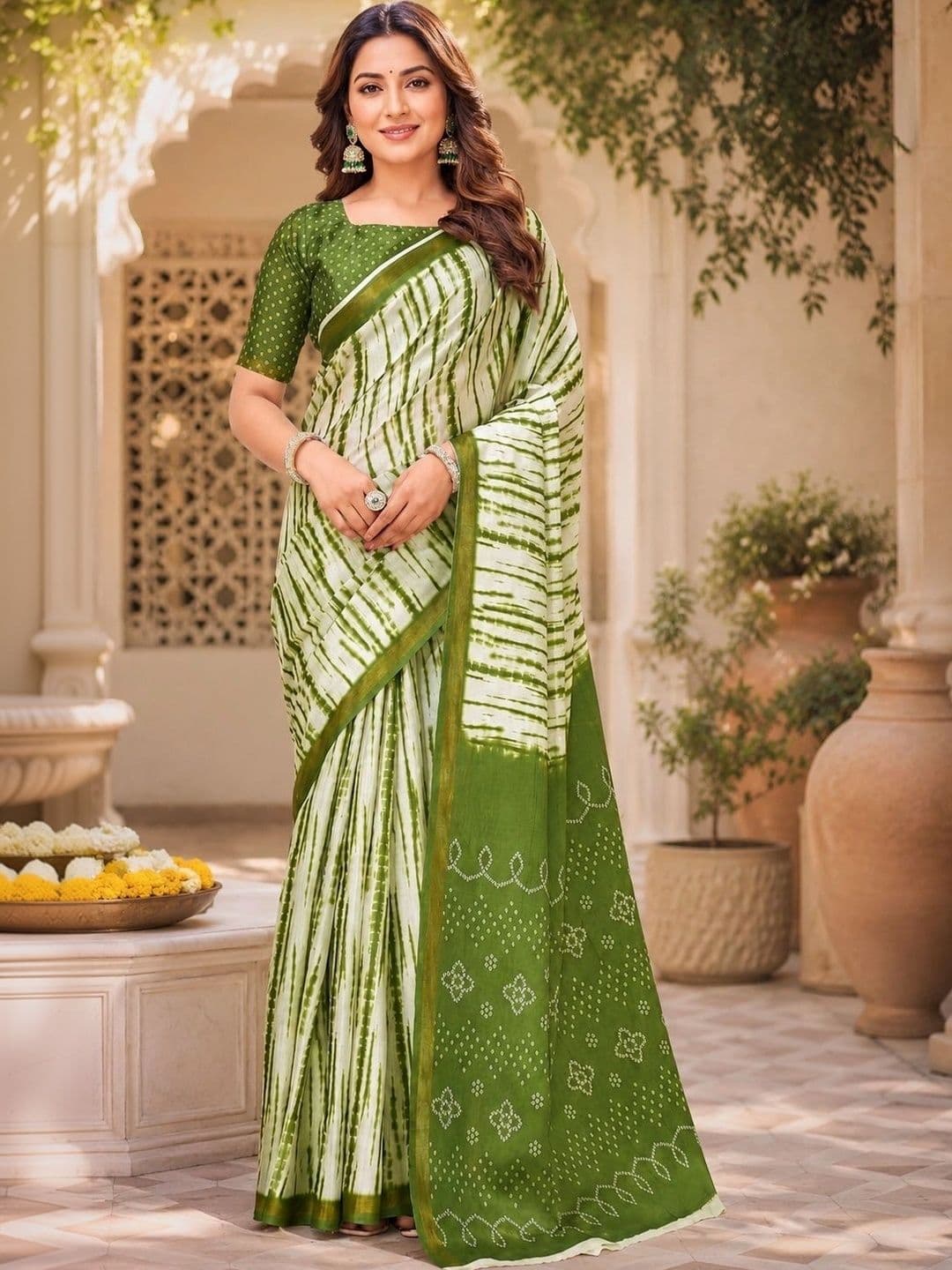 BORAD FASHION women Striped Designer Chanderi Saree - view 1