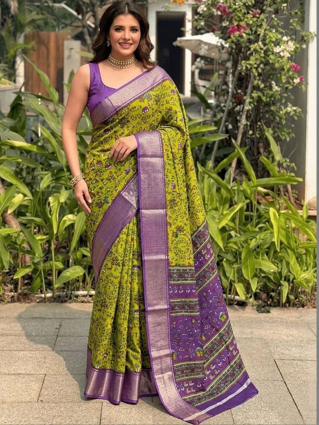 Owee Kalamkari Zari Silk Blend Designer Saree - view 1