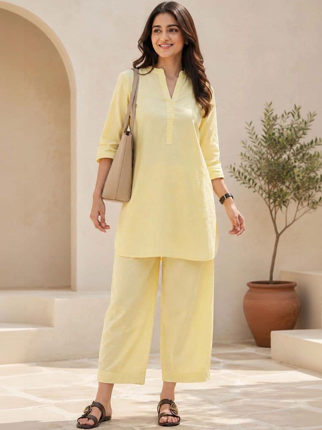 YUVVIK Women Regular Pure Cotton Kurta with Palazzos - view 1