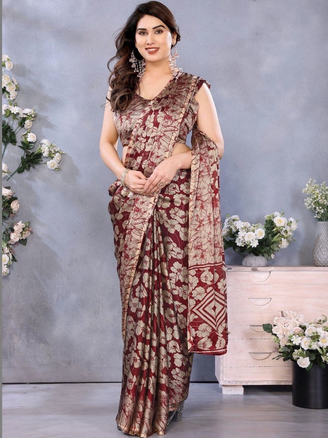 Owee Floral Pure Chiffon Designer Saree - view 1