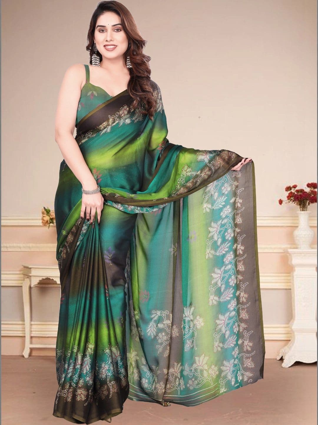 Owee Floral Zari Pure Chiffon Designer Saree - view 1