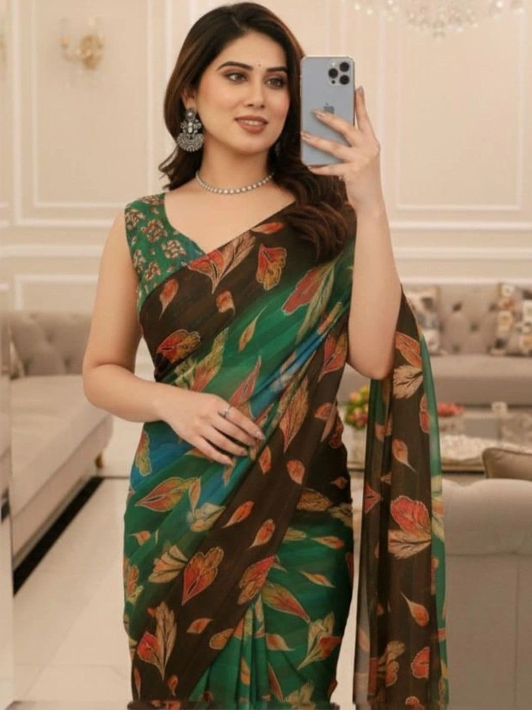 Owee Pure Chiffon Designer Saree - view 1