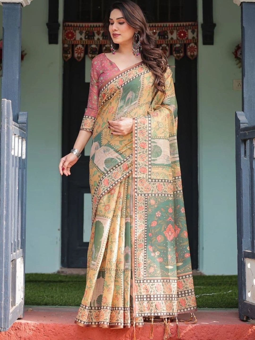 Suha Floral Art Silk Saree - view 1