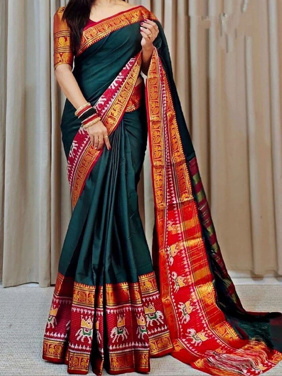 Owee Zari Silk Cotton Designer Narayan Peth Saree - view 1