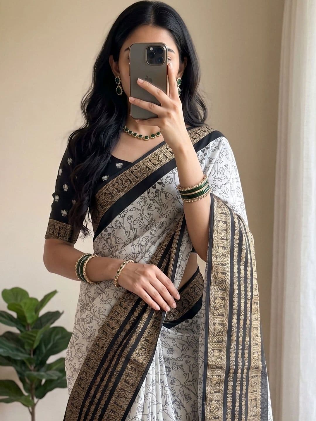 Owee Floral Zari Silk Blend Designer Saree - view 1