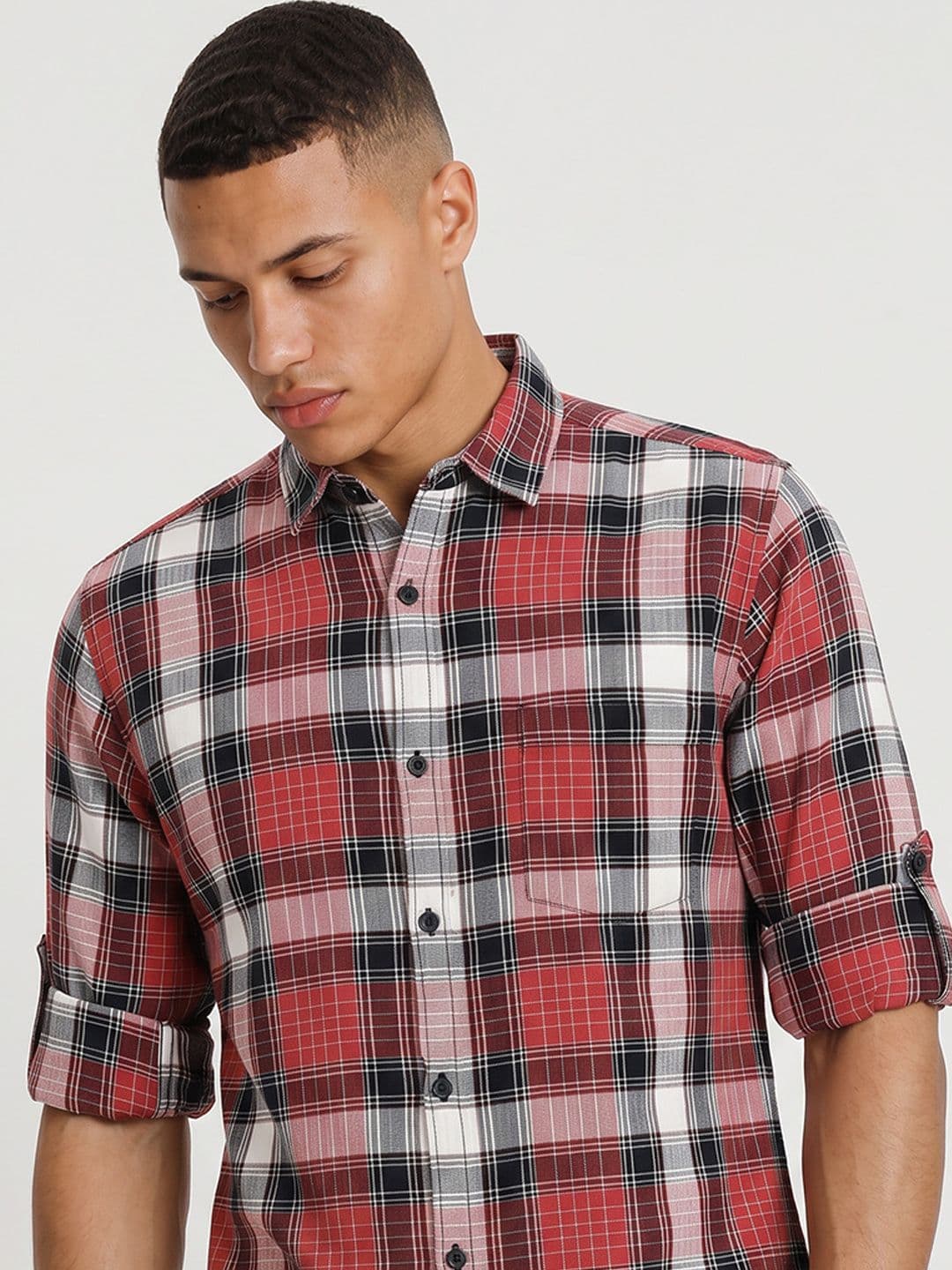 Roadster Life Co. Textured Weave Checked Shirt - view 1