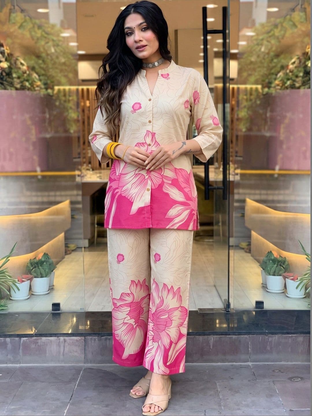 Anouk Floral Cotton Printed Tunic with Trousers - view 1