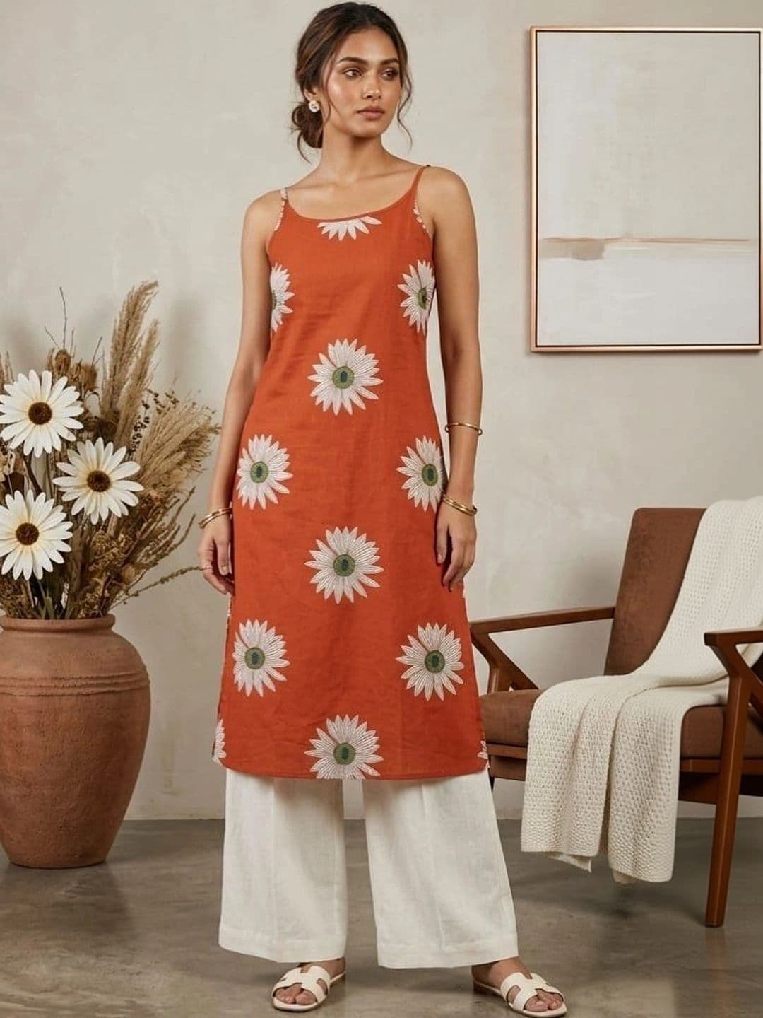 Buneya Floral Printed Pure Cotton Ethnic Straight Kurtas - view 1