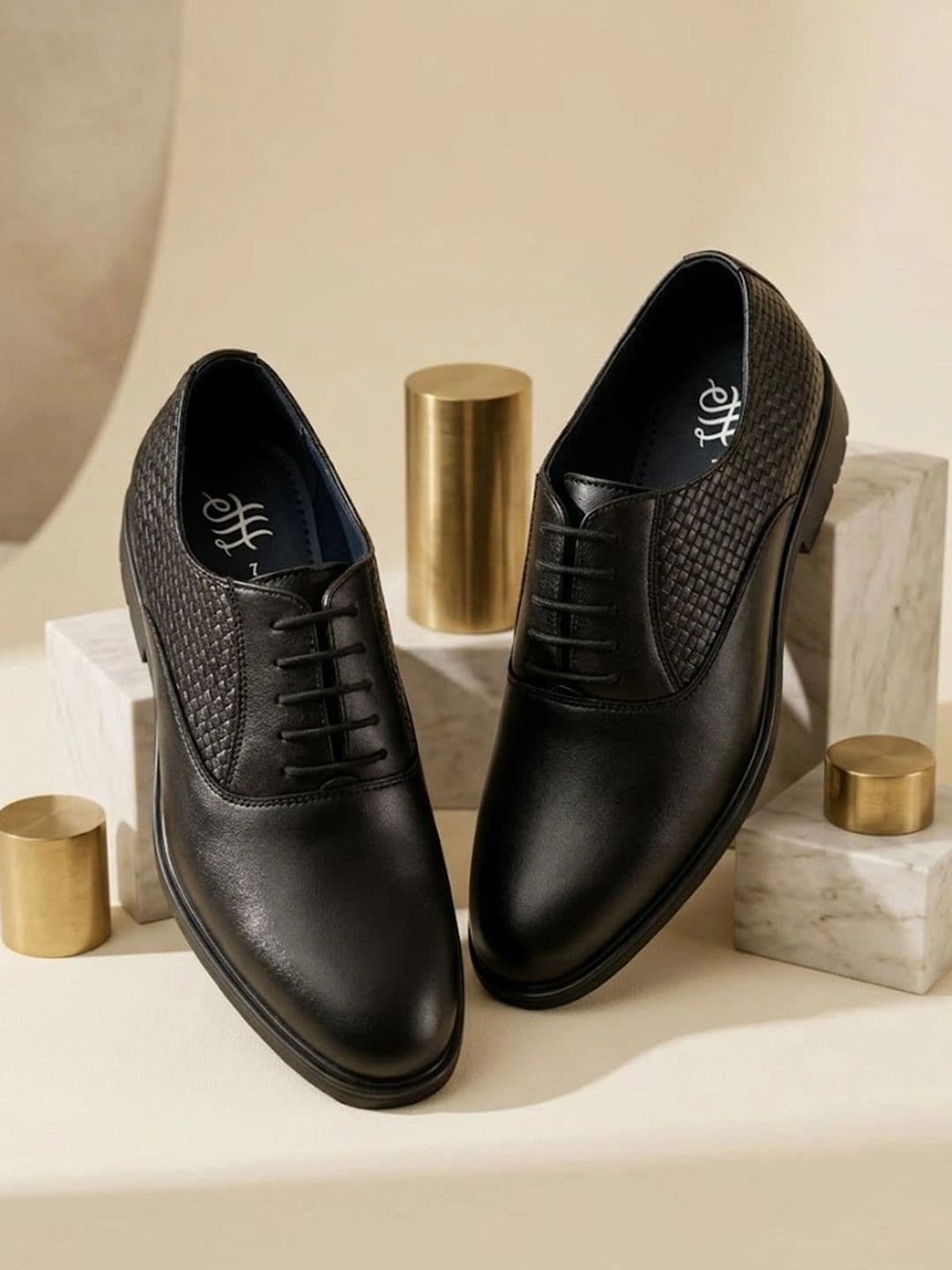 House of Pataudi Men Textured Round Toe Lace-Ups Derbys Formal Shoes - view 1