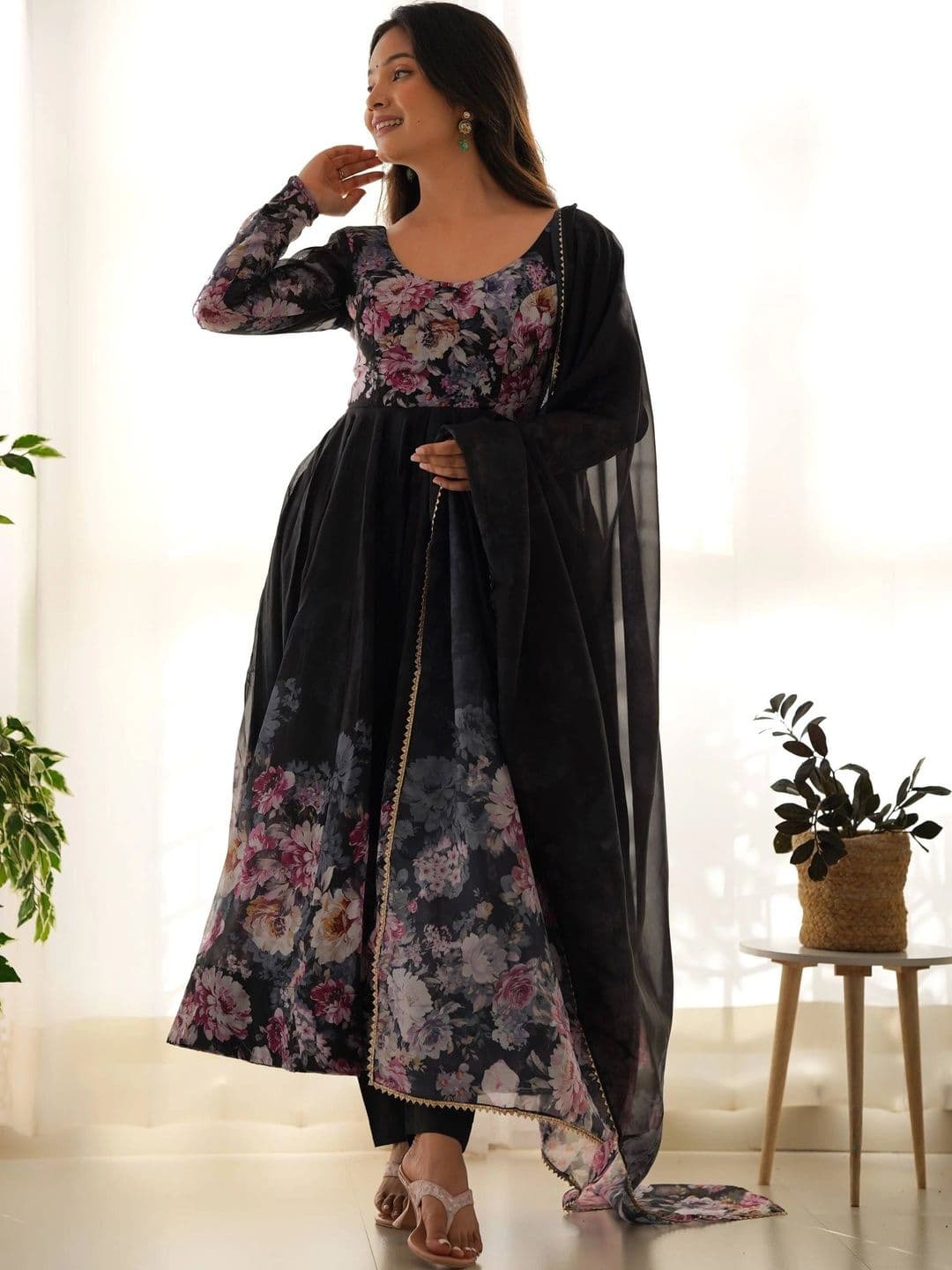 VASTRABELLA Women Floral Printed Empire Kurta with Trousers & With Dupatta - view 1