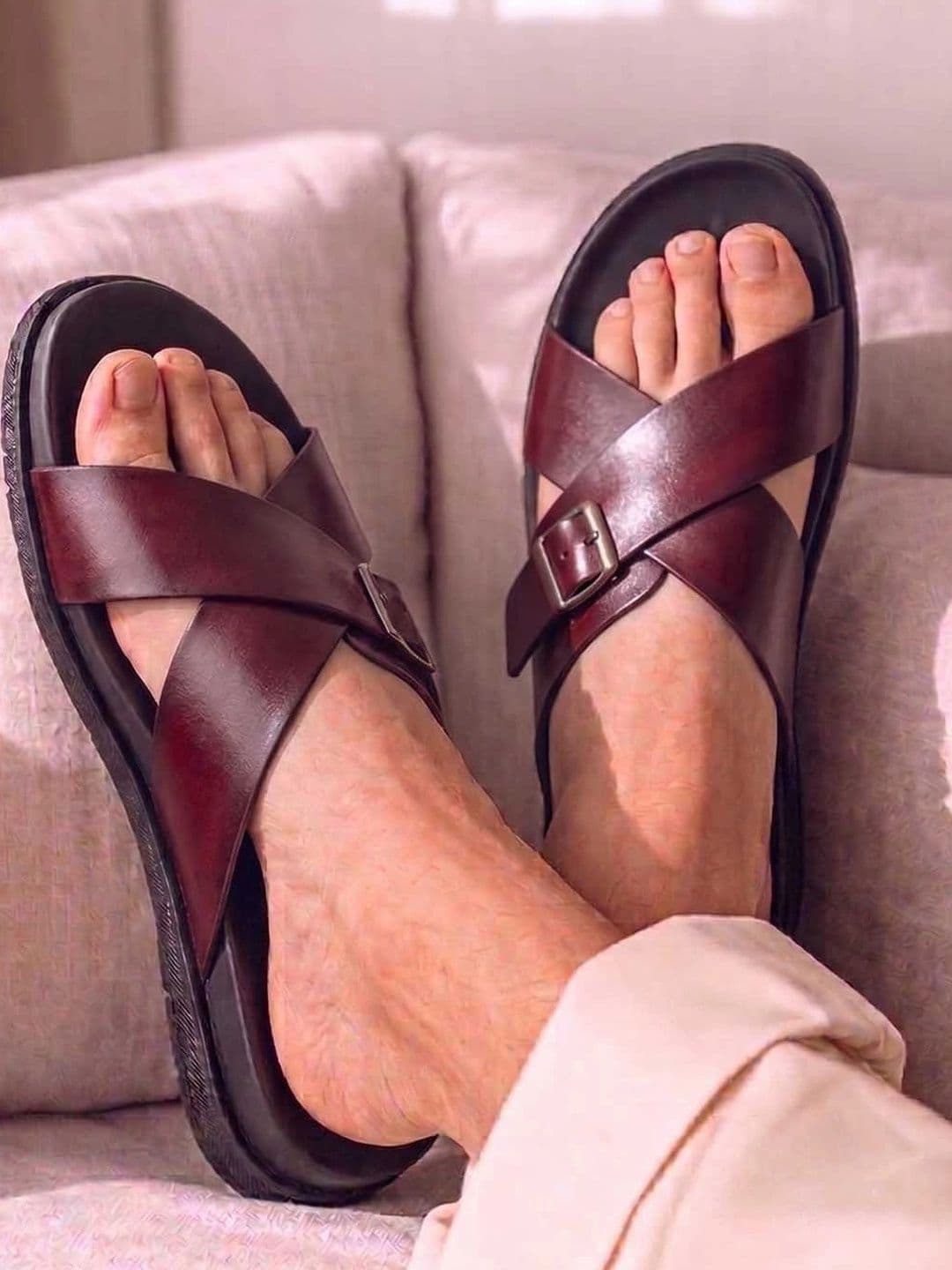 HERE&NOW Men Leather Comfort Sandals - view 1