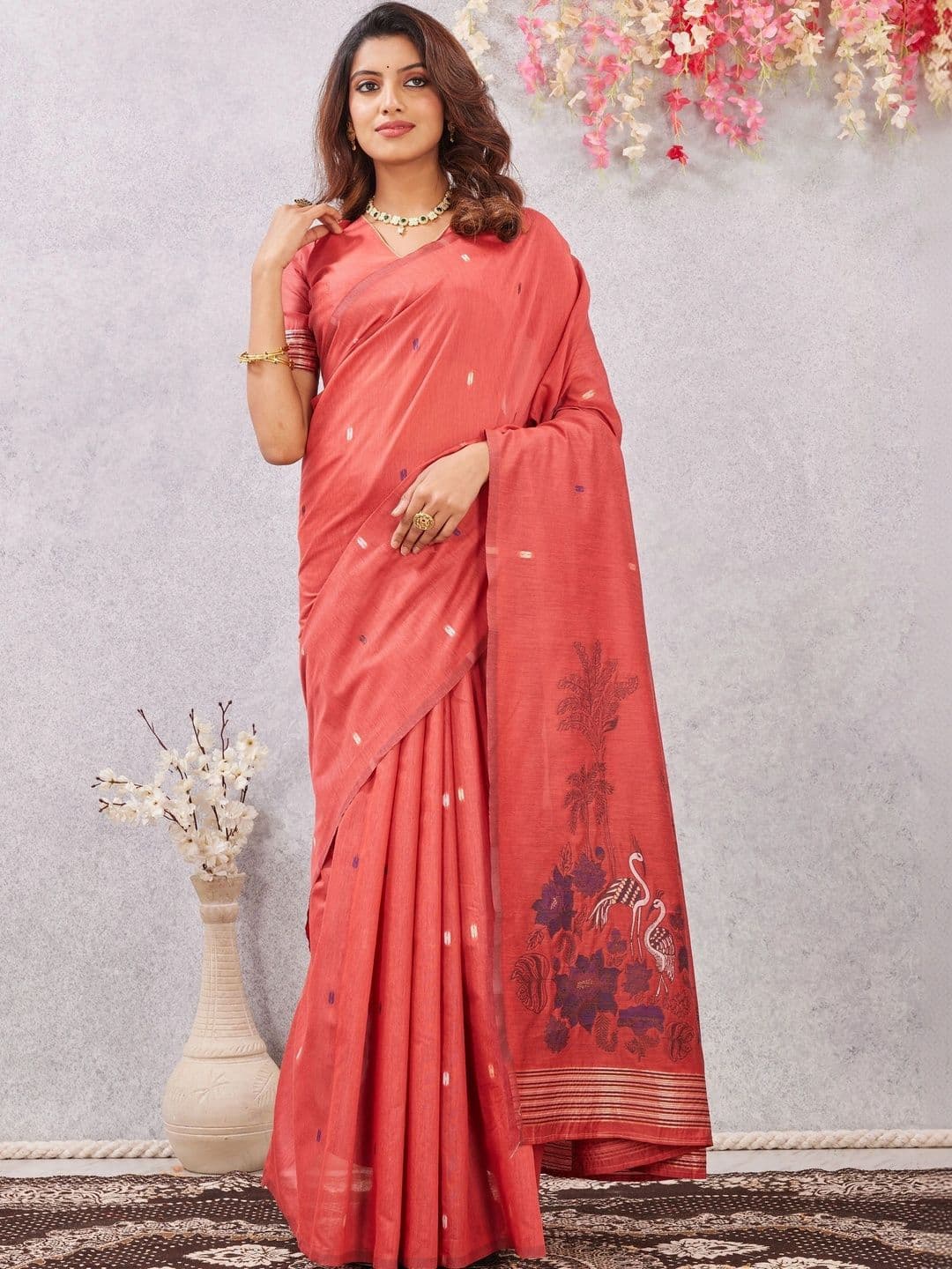 FIXAL FASHION Linen Blend Banarasi Saree - view 1
