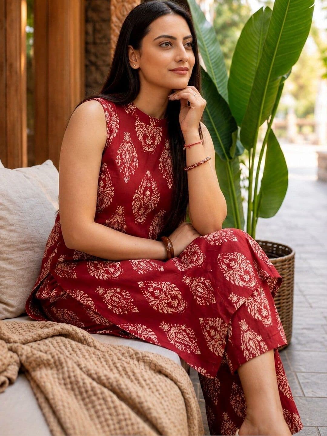 KALINI Women Ethnic Motifs Printed Regular Pure Cotton Kurta with Palazzos - view 1