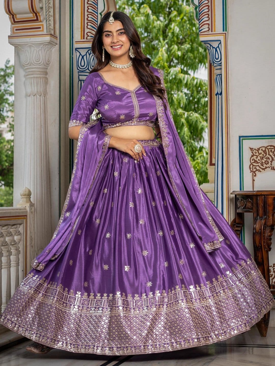 IVARIS Embroidered Semi-Stitched Lehenga & Unstitched Blouse With Dupatta - view 1