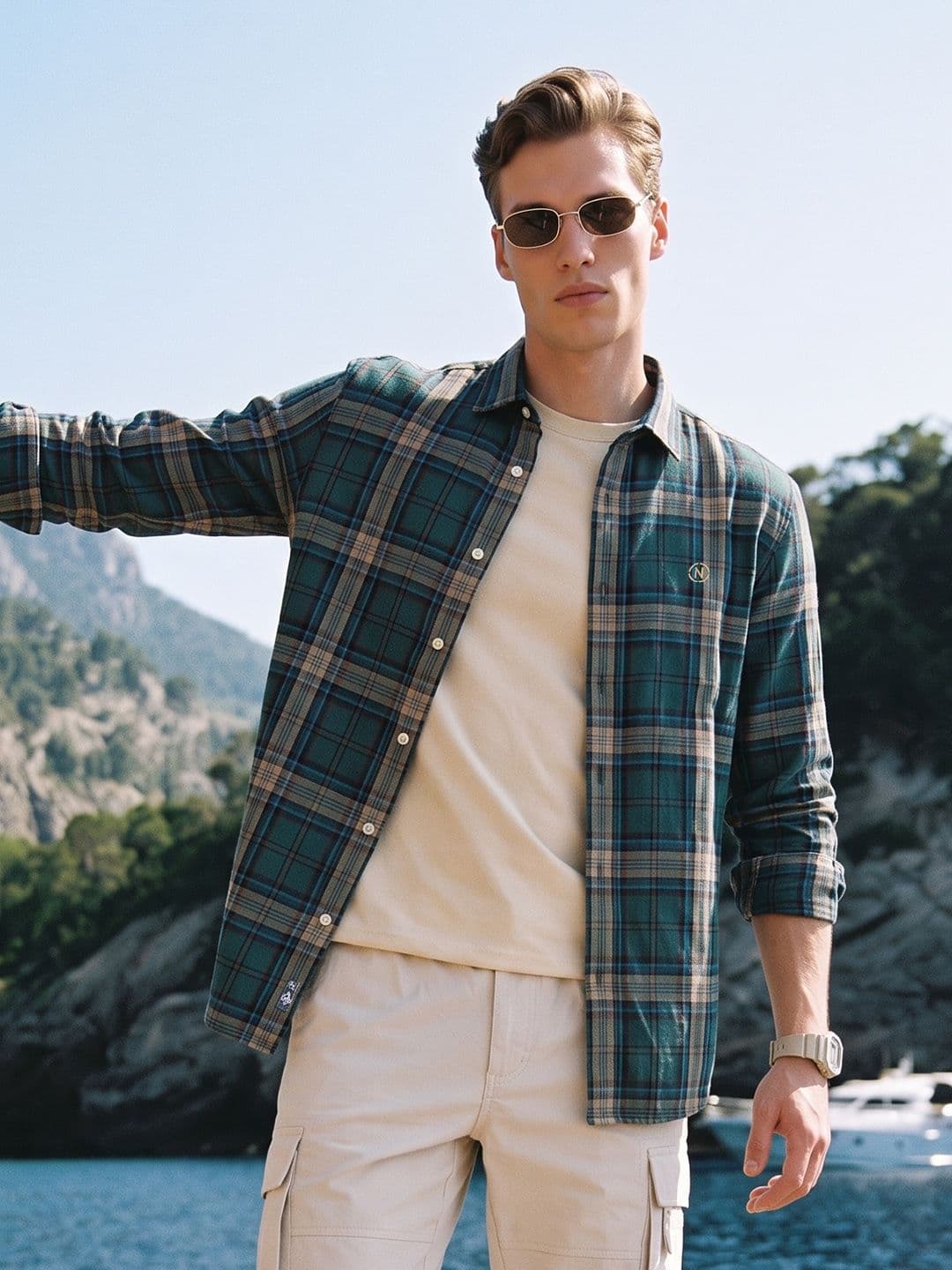 Nautica Tartan Checked Pure Cotton Casual Shirt - view 1