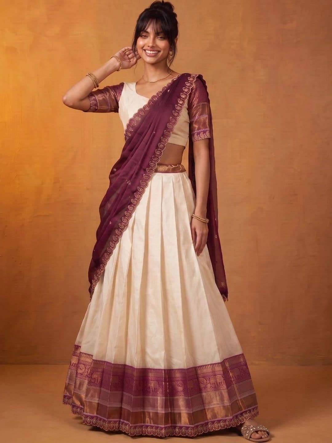 DRIP CHOWK Semi-Stitched Lehenga & Unstitched Blouse With Dupatta - view 1