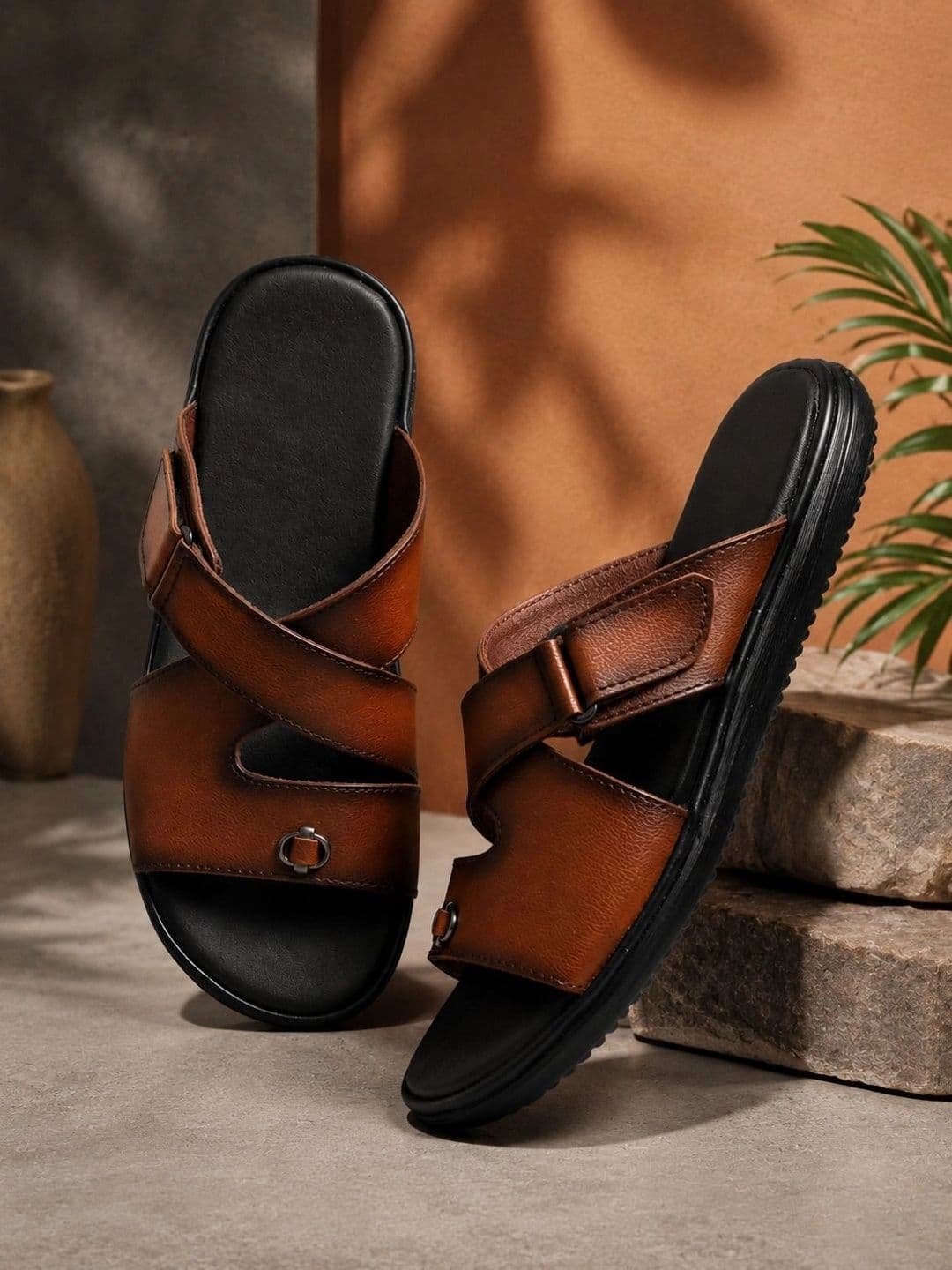 Ajanta Men Textured Comfort Sandals - view 1