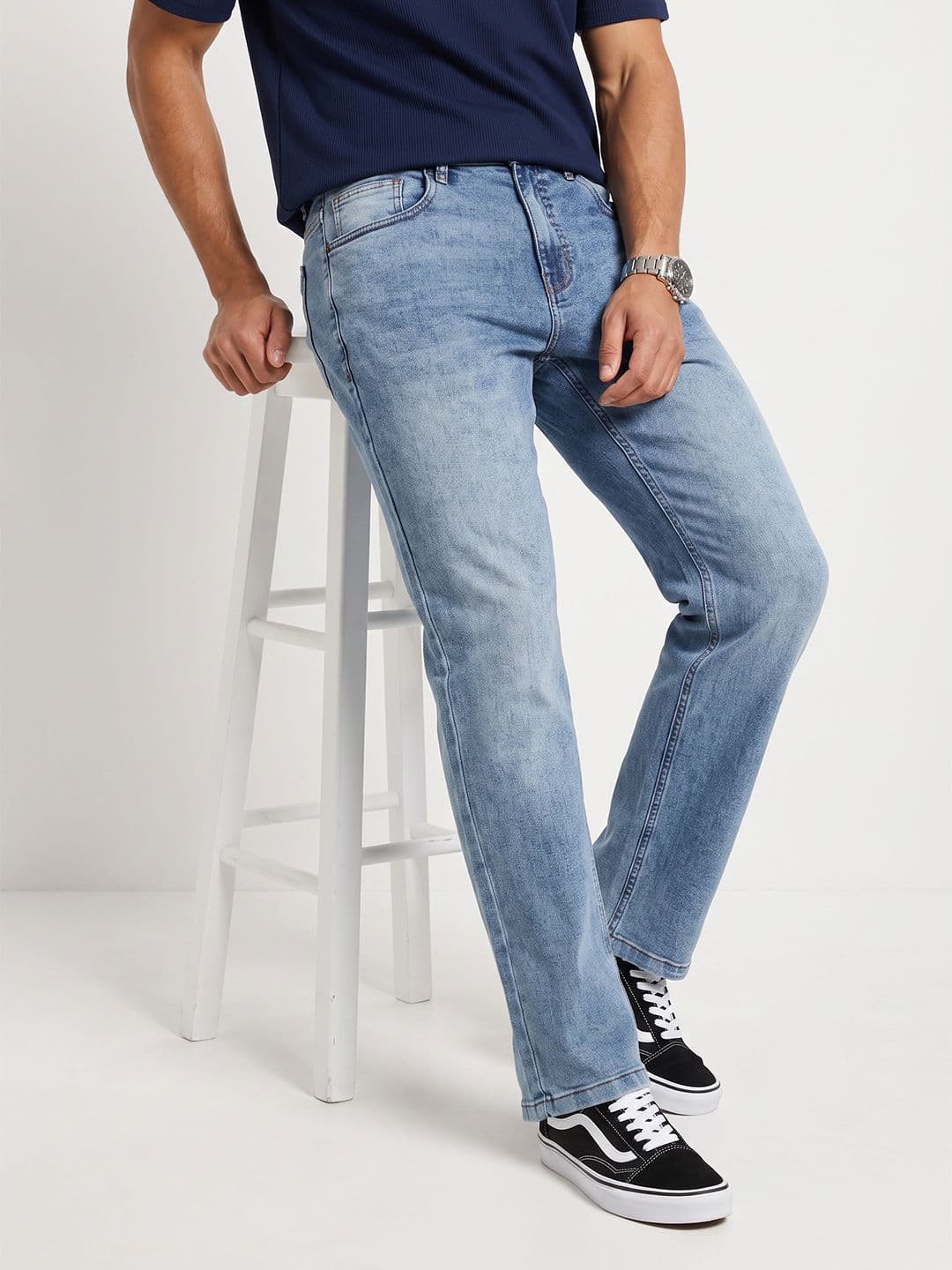 The Roadster Life Co. Men Straight Fit Heavy Fade Stretchable Jeans - view 1
