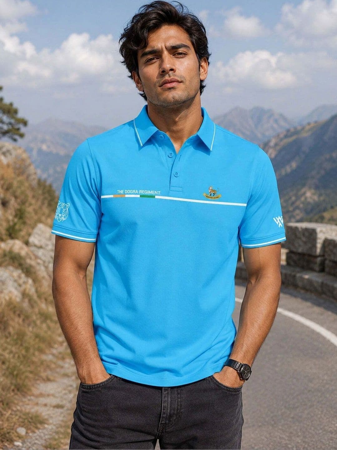 Warrior World Men Printed Polo Collar T-shirt - view 1
