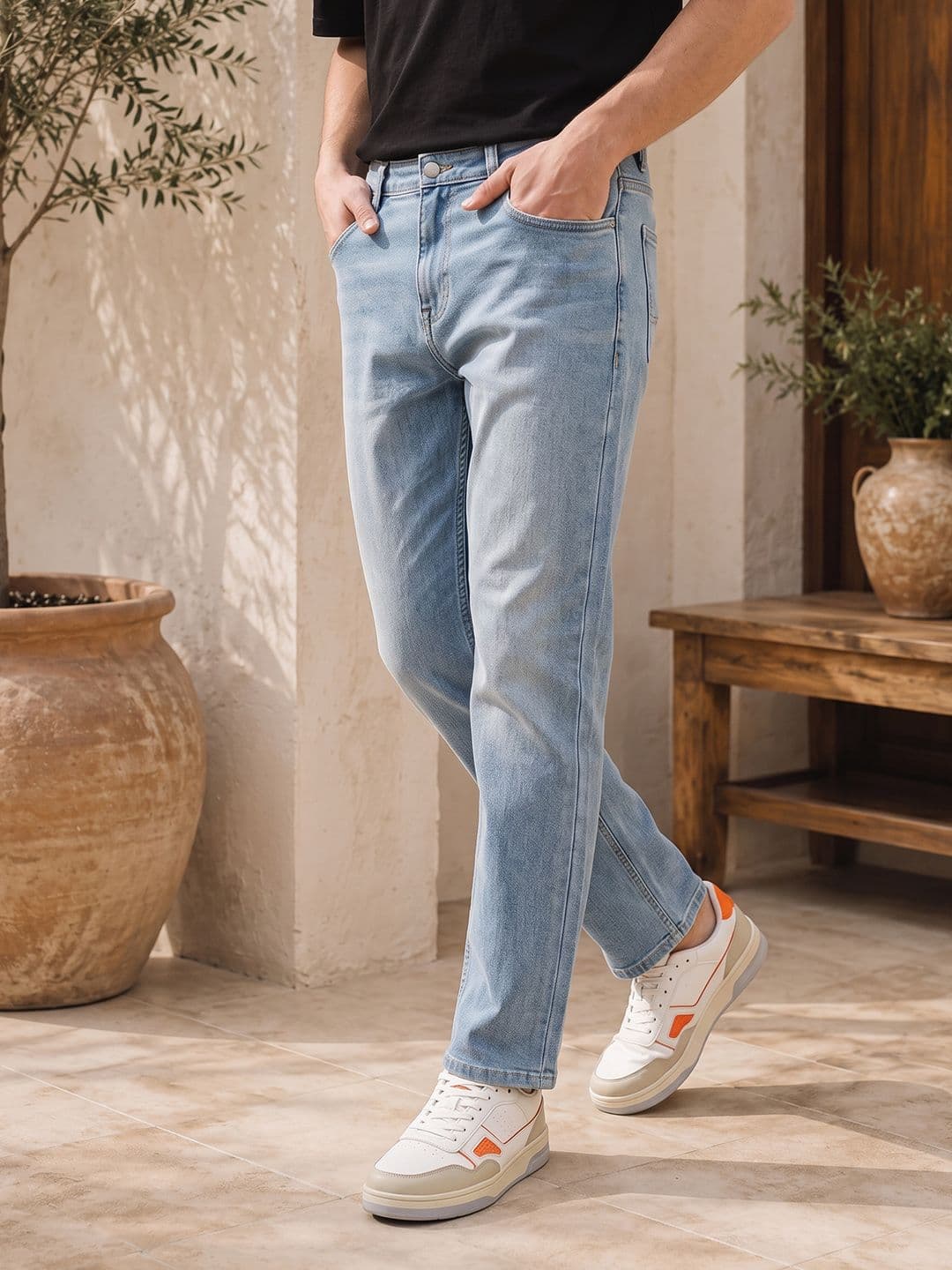 Mast & Harbour Men Straight Fit Stretchable Jeans - view 1