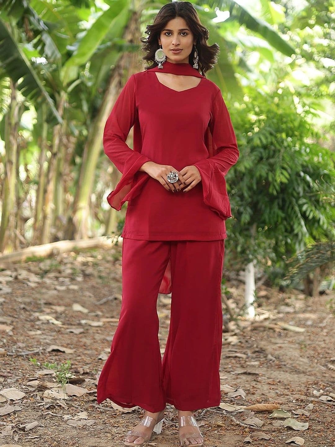 Poshak Hub Women Regular Kurta with Palazzos & With Dupatta - view 1
