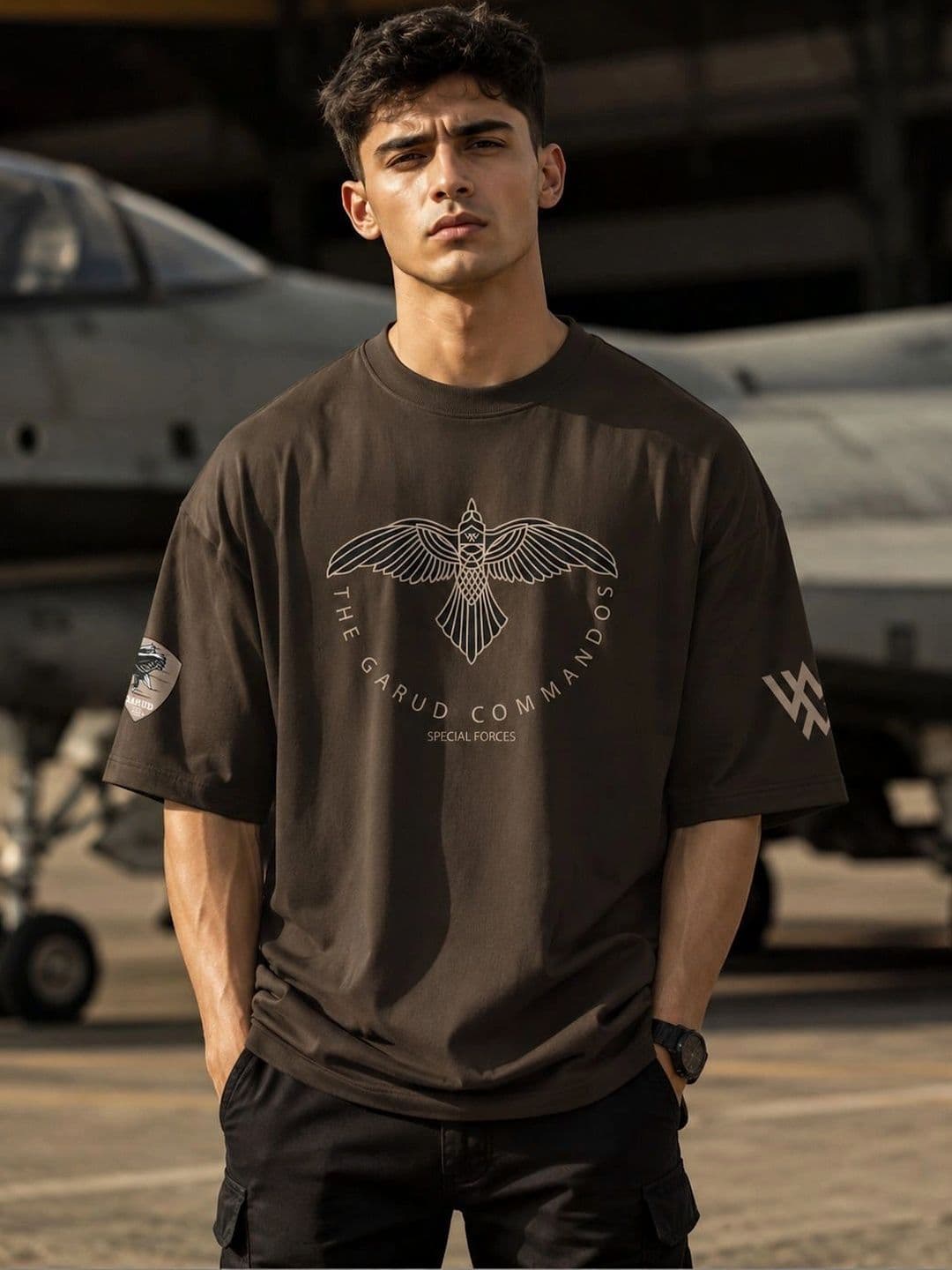 Warrior World Men Printed Drop-Shoulder Sleeves Pure Cotton T-shirt - view 1