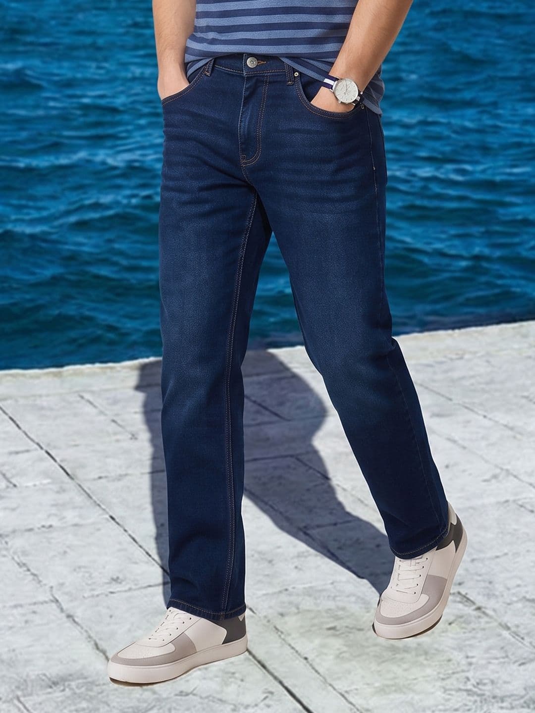 Nautica Men Straight Fit Light Fade Stretchable Jeans - view 1