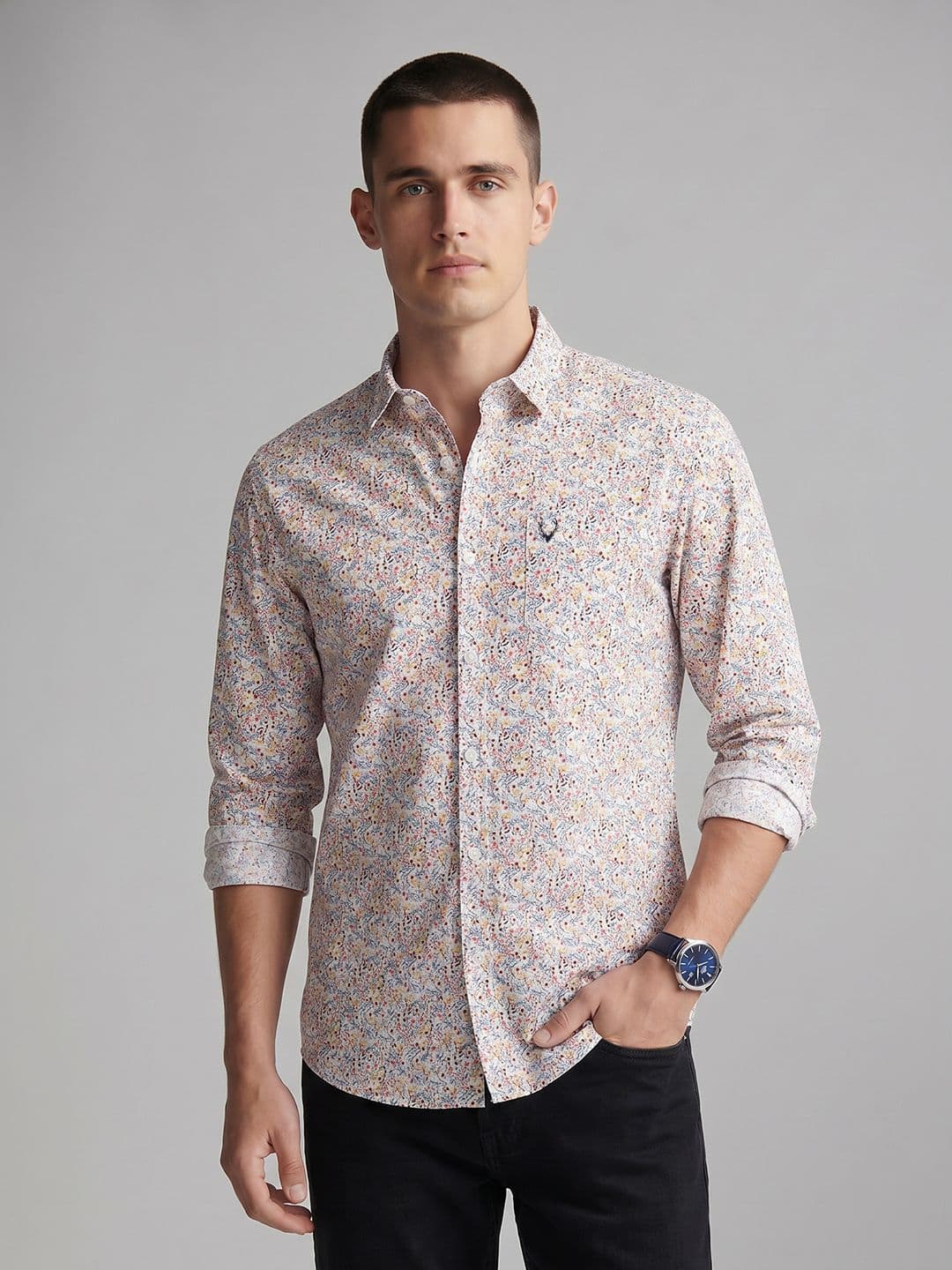 Allen Solly Custom Fit Floral Printed Pure Cotton Casual Shirt - view 1