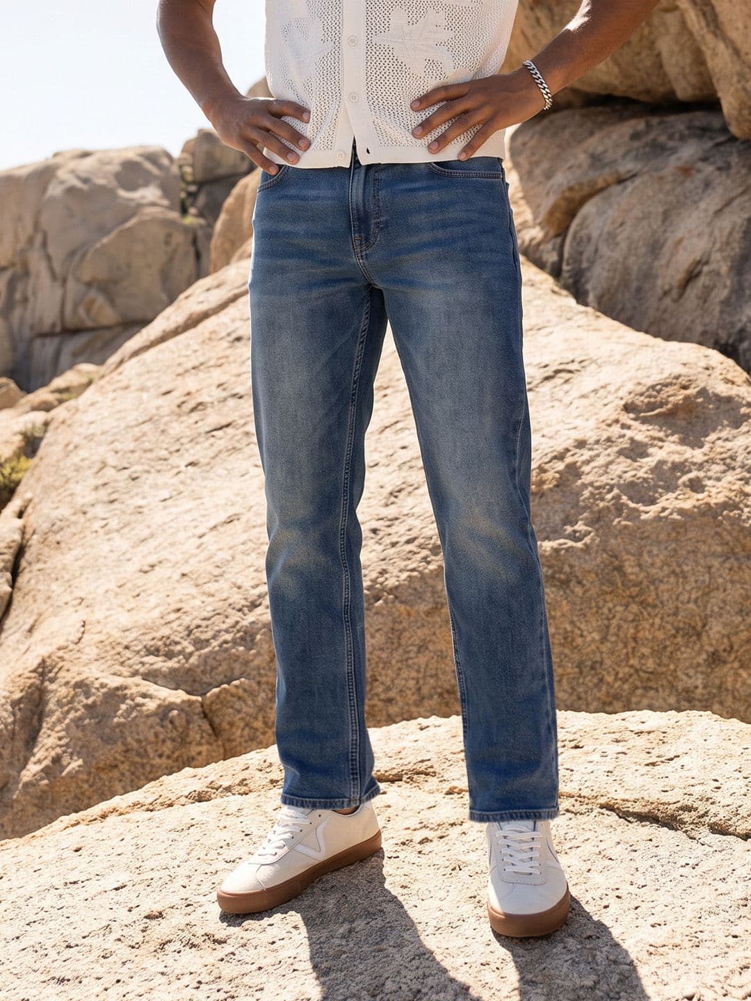 The Roadster Life Co. Men Straight Fit Heavy Fade Stretchable Jeans - view 1
