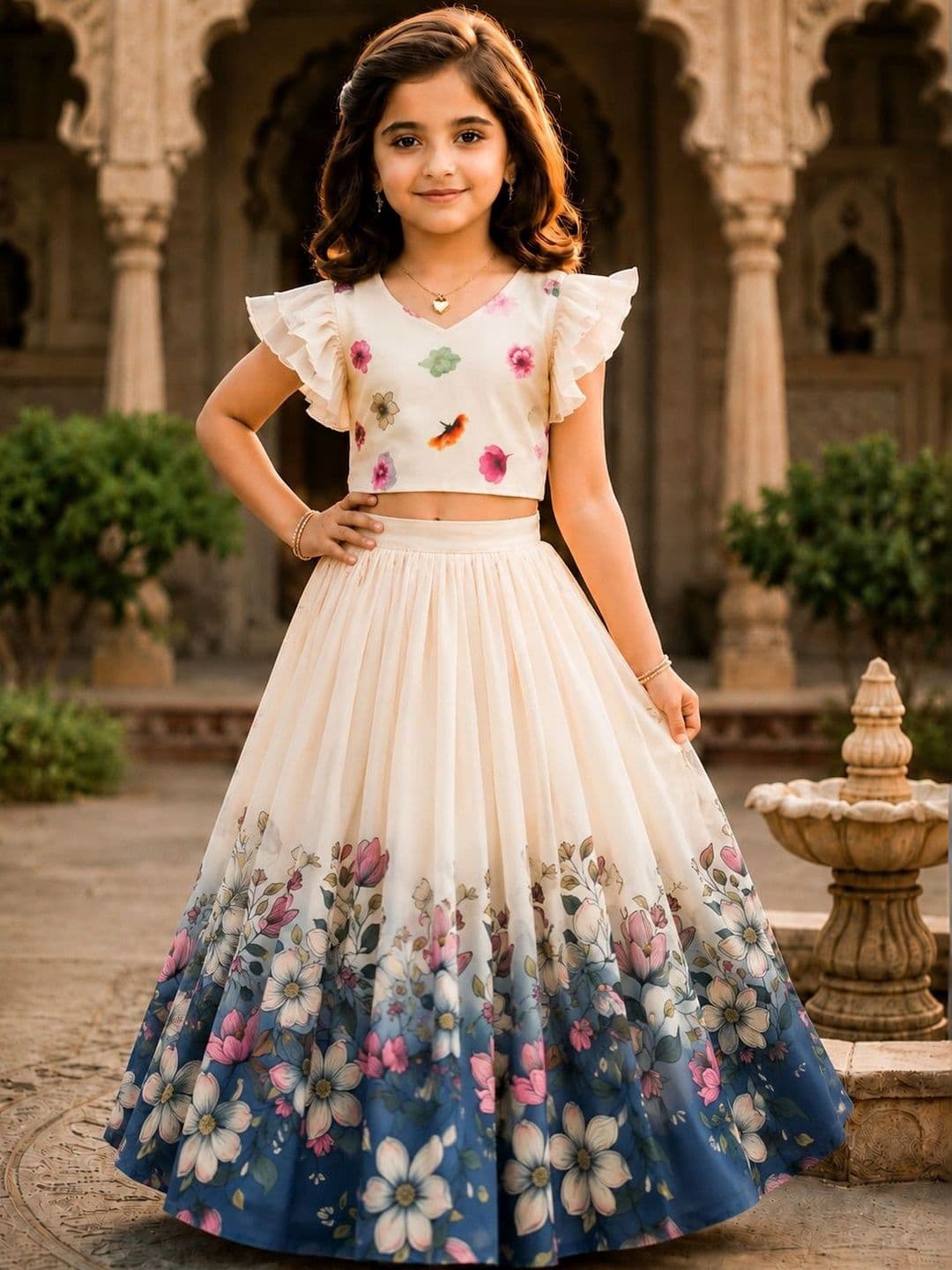 KALINI Girls Printed Ready to Wear Lehenga & - view 1