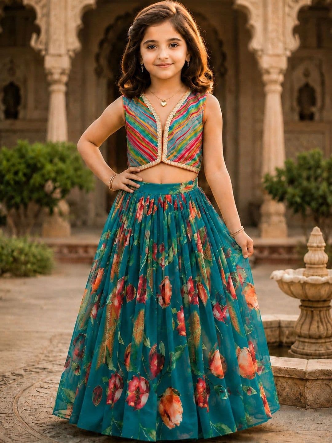 KALINI Girls Printed Ready to Wear Lehenga & - view 1