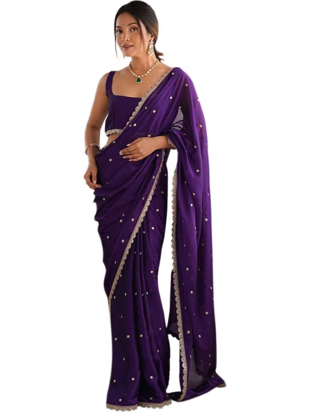FIXAL FASHION Embellished Silk Blend Saree - view 1