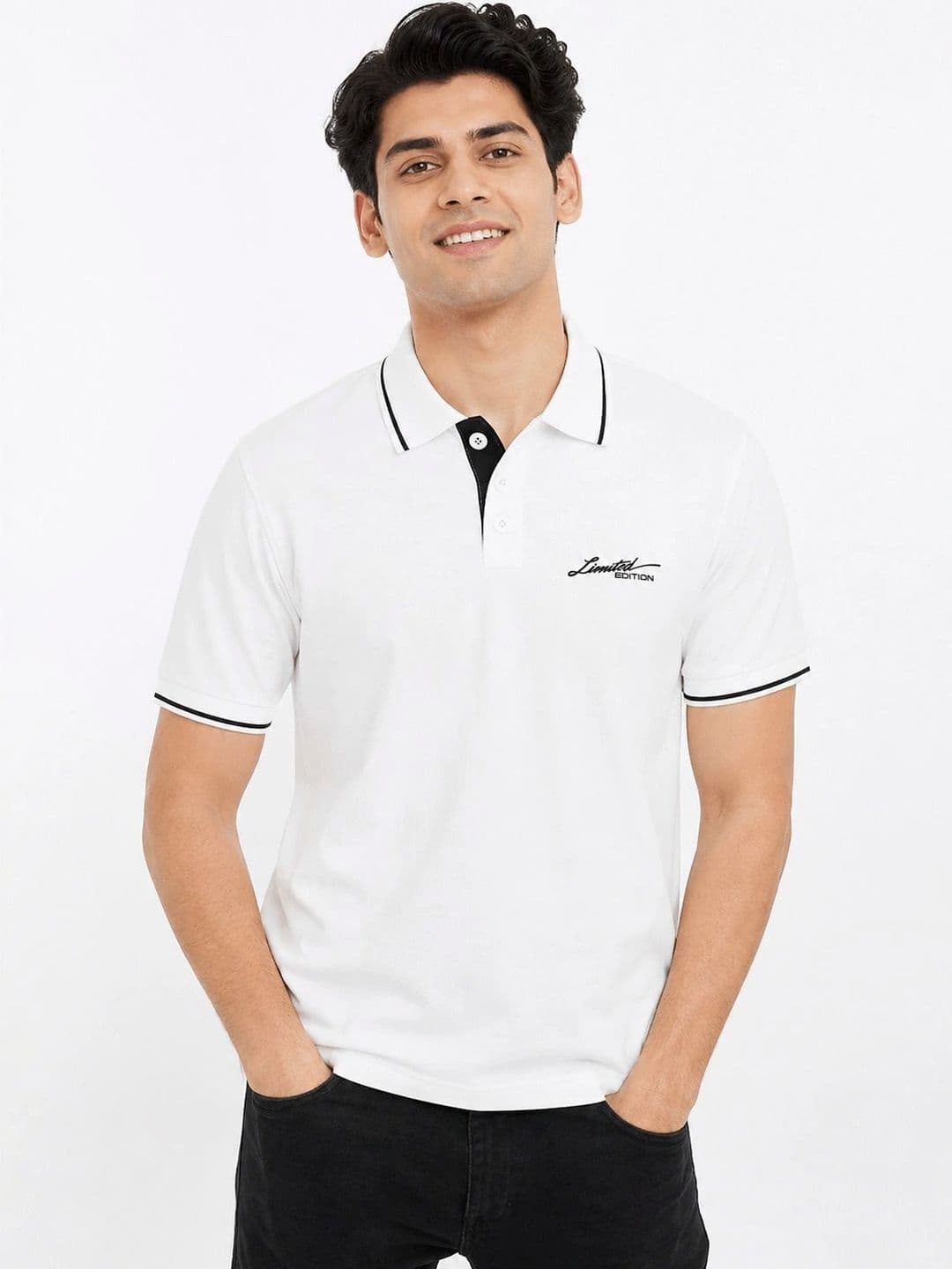 Warrior World Men Typography Polo Collar Pure Cotton T-shirt - view 1