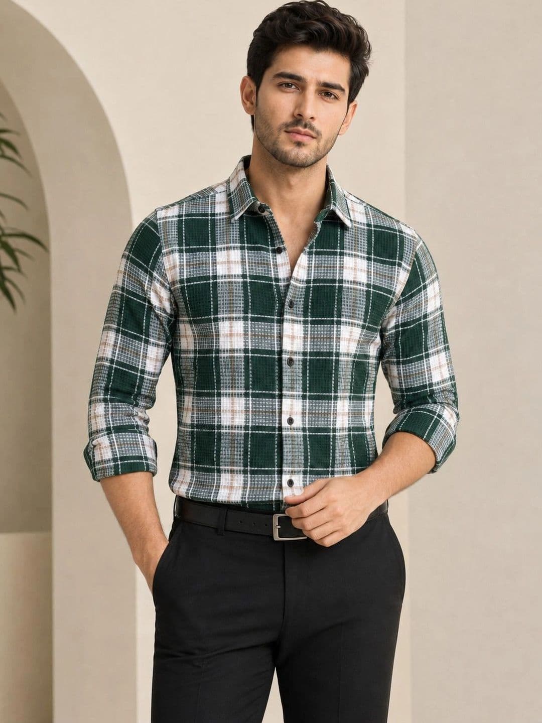 TUSHREE BOUTIQUE Men Classic Tartan Checks Checked Casual Shirt - view 1