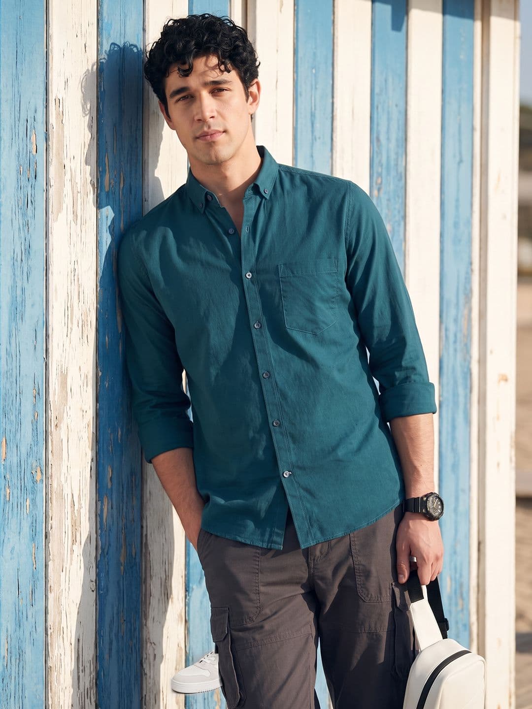 Mast & Harbour Spread Collar Pure Cotton Casual Shirt - view 1