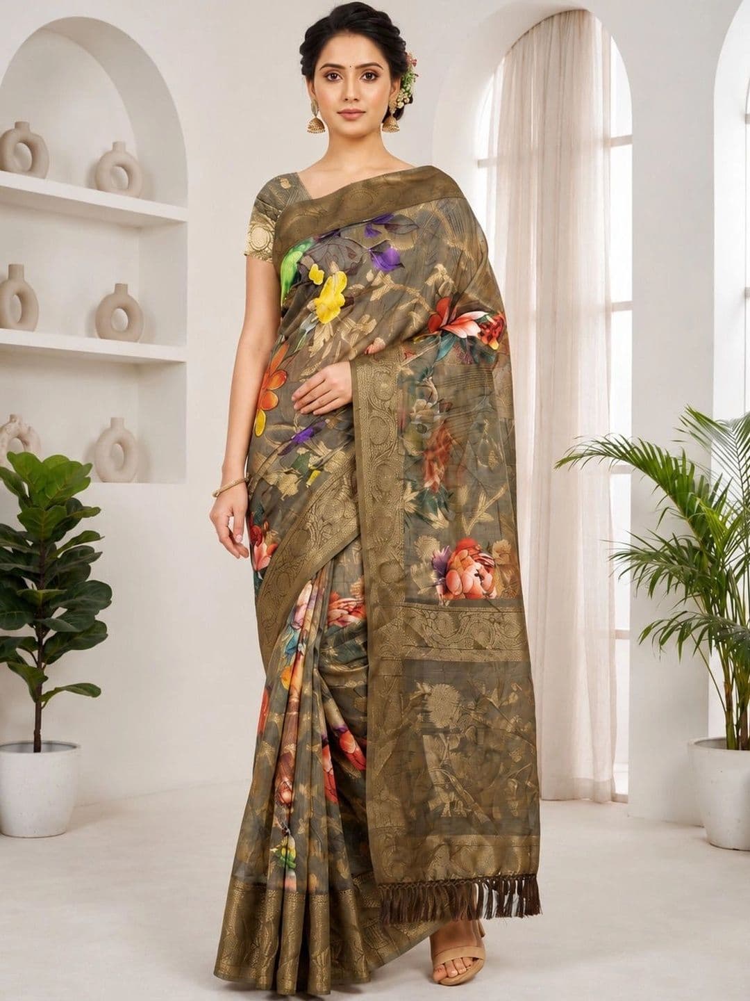 MEHARIKA Floral Zari Saree - view 1