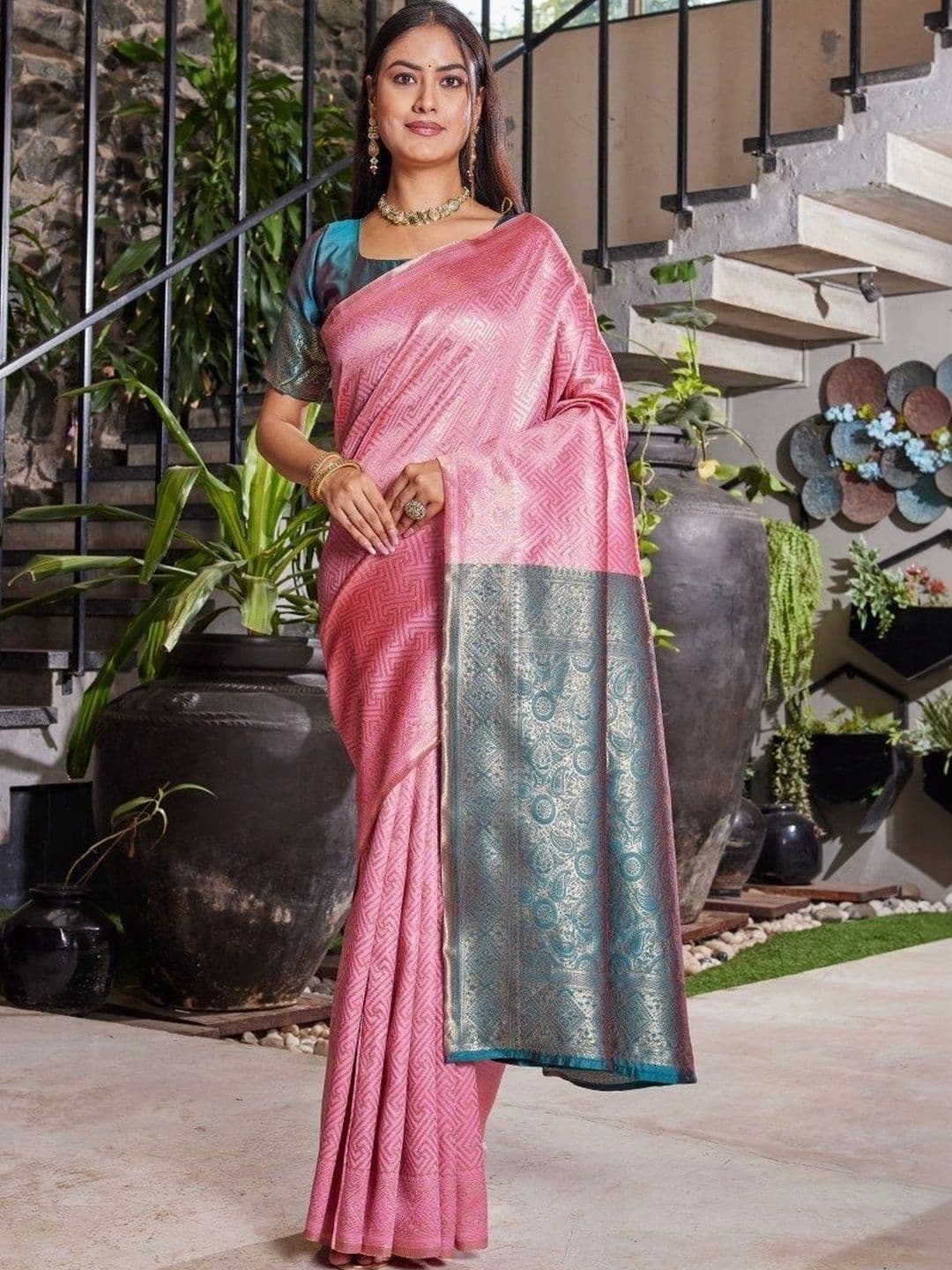 FIXAL FASHION Zari Silk Cotton Chanderi Saree - view 1