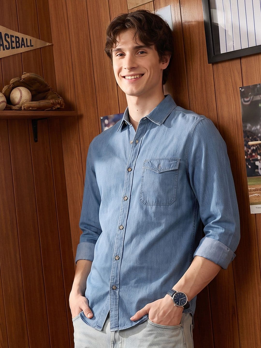 Aeropostale Chambray Pure Cotton Casual Shirt - view 1