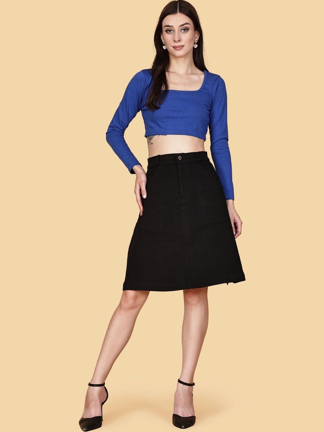 Chemistry Women Denim Knee Length A-Line Skirt - view 1