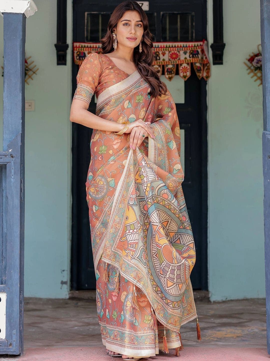alkaa fashion Pure Linen Saree - view 1